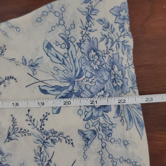 Vintage Ralph Lauren Blue Floral Toile Ruffle Blouse Cottagecore Sleeveless L - Picture 5 of 6